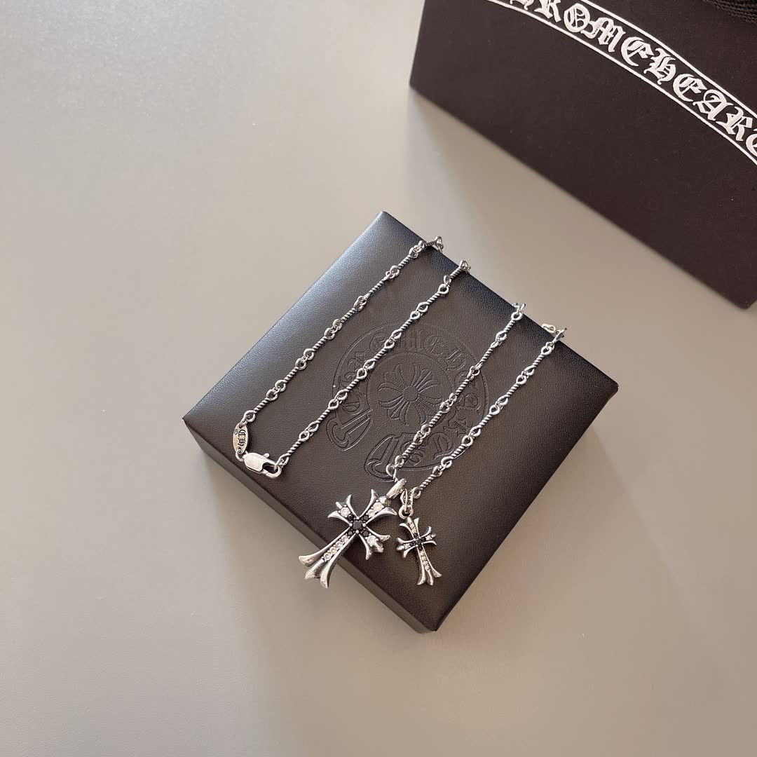 Chrome Hearts Silver Cross Pendant Necklace